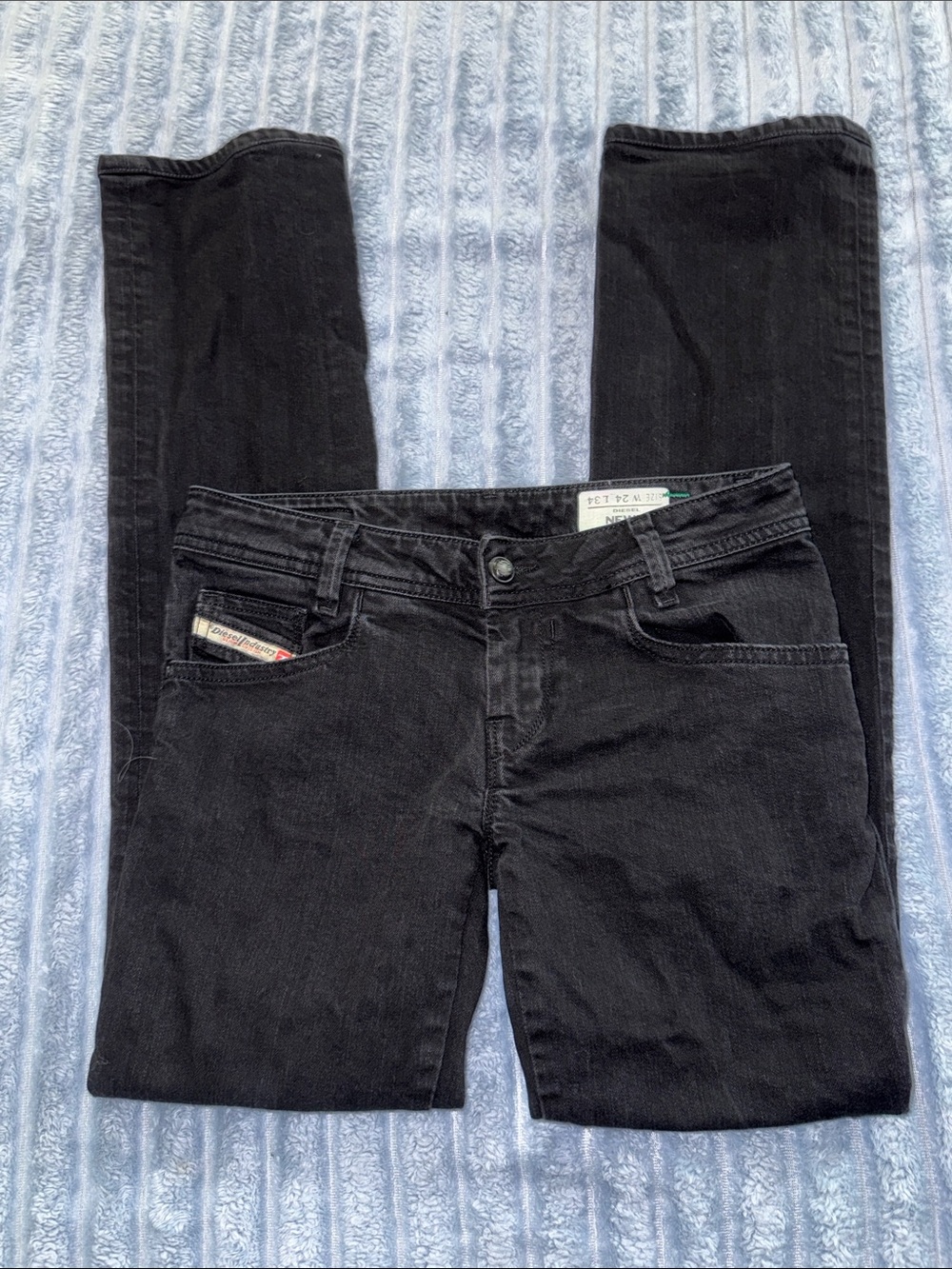 Diesel "Newz" Y2K Low-Rise Black Straight Leg Jeans - Picture 6 of 10
